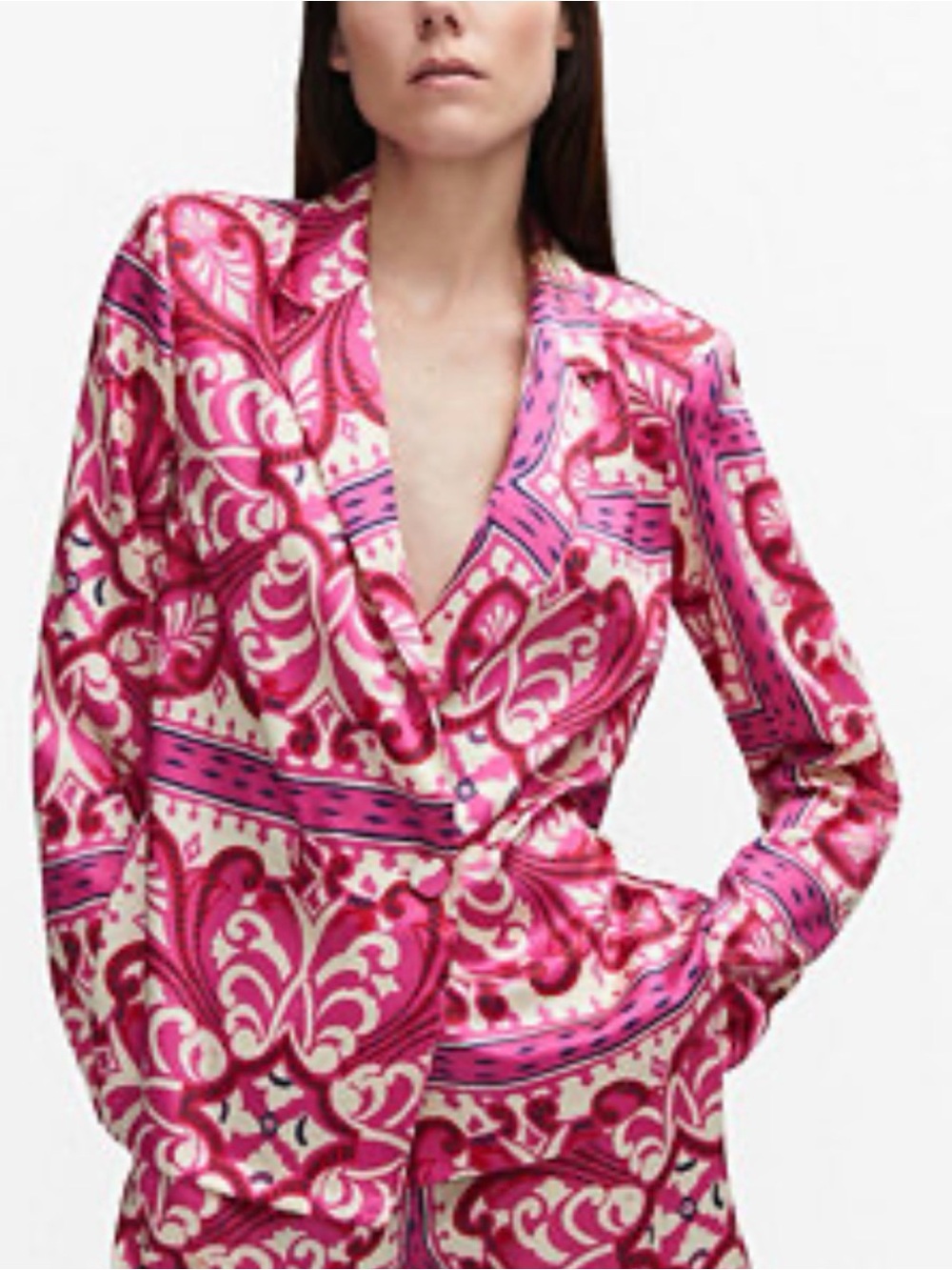 🩷NEW Mango Pink Patterned Blazer Jacket
